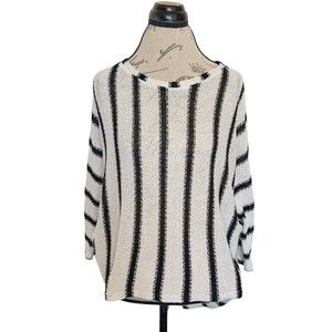 Bar III Womens Tunic Top Knit Striped Long Sleeve High Low Light Size Small